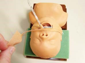 Demonstration of intubation procedure for neonates