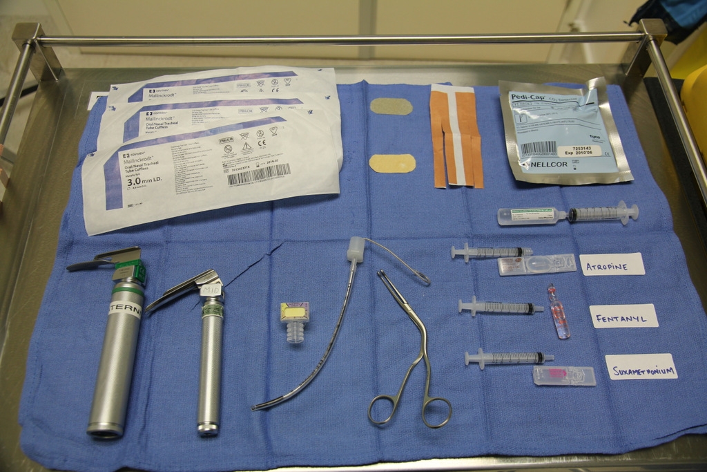 Equipment for intubation of a neonate