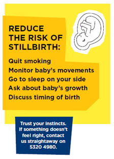 "Reduce the risk of stillbirth" information