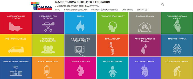 Trauma Victoria Major Trauma Guidelines website