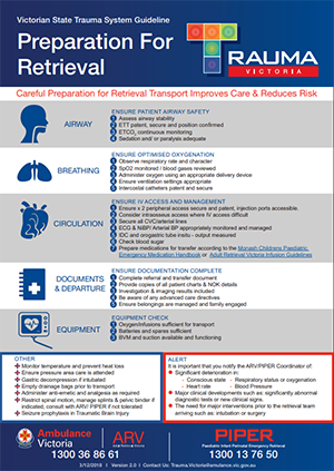 Rapid reference guideline and flowchart for inter-hospital major trauma transfer
