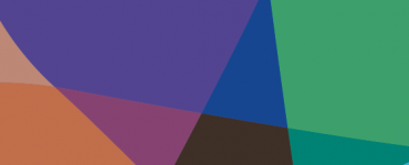 Partnering in healthcare cover graphic, coloured shapes overlapping